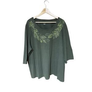 Catherine’s 100% Cotton Lightweight Embroidered Scoop-neck Women’s Top 2X